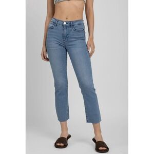 Frame Le High Straight Raw After Jean 26 High-Waisted Yorba Stretch Ankle Indigo